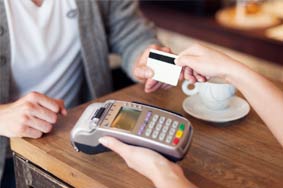 Merchant accepting credit card payment